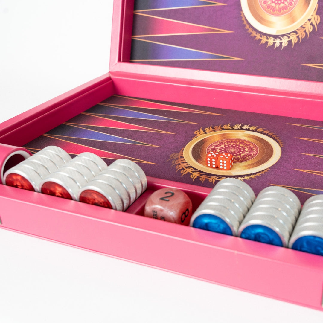Pro Olympia Backgammon - Pink Leather