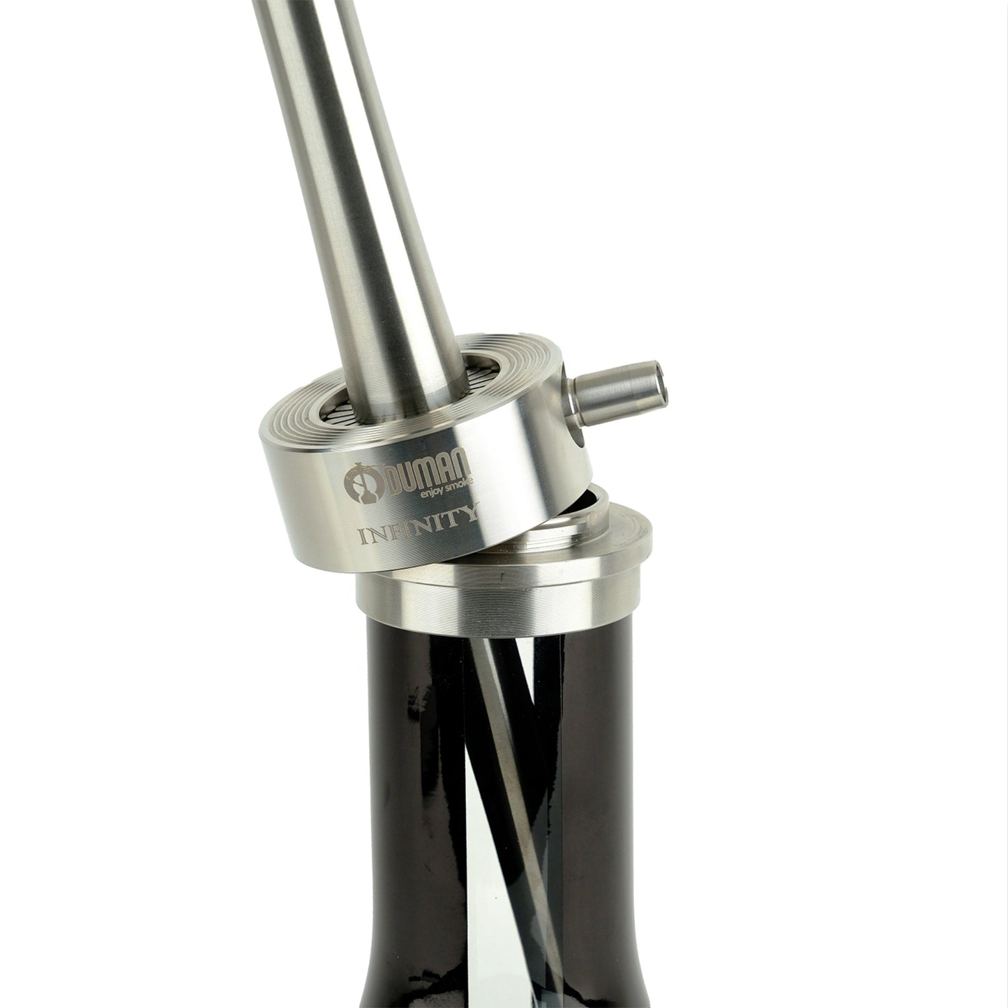 Oduman Infinity Hookah Silver Body Black Glass