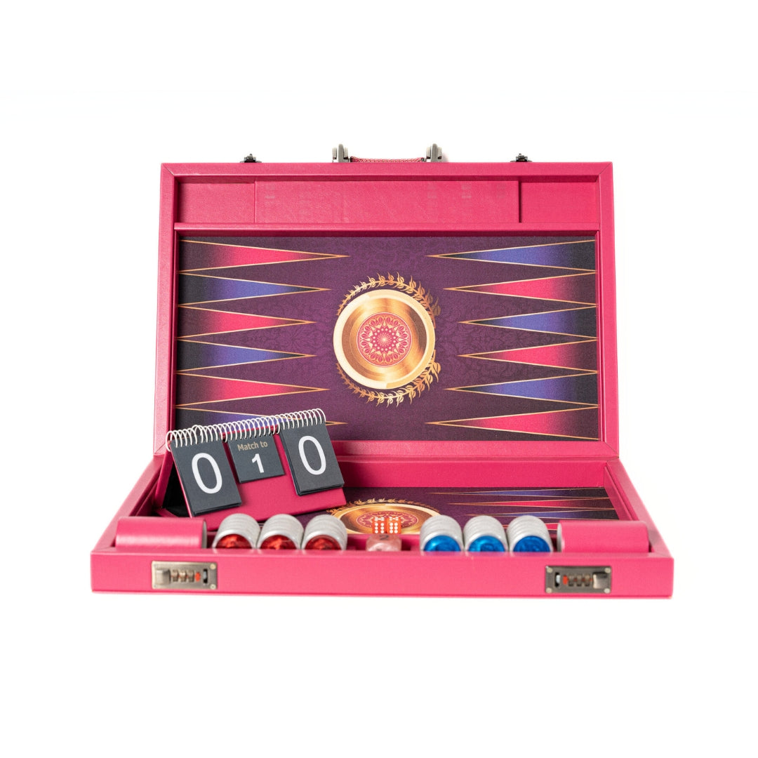 Pro Olympia Backgammon - Pink Leather