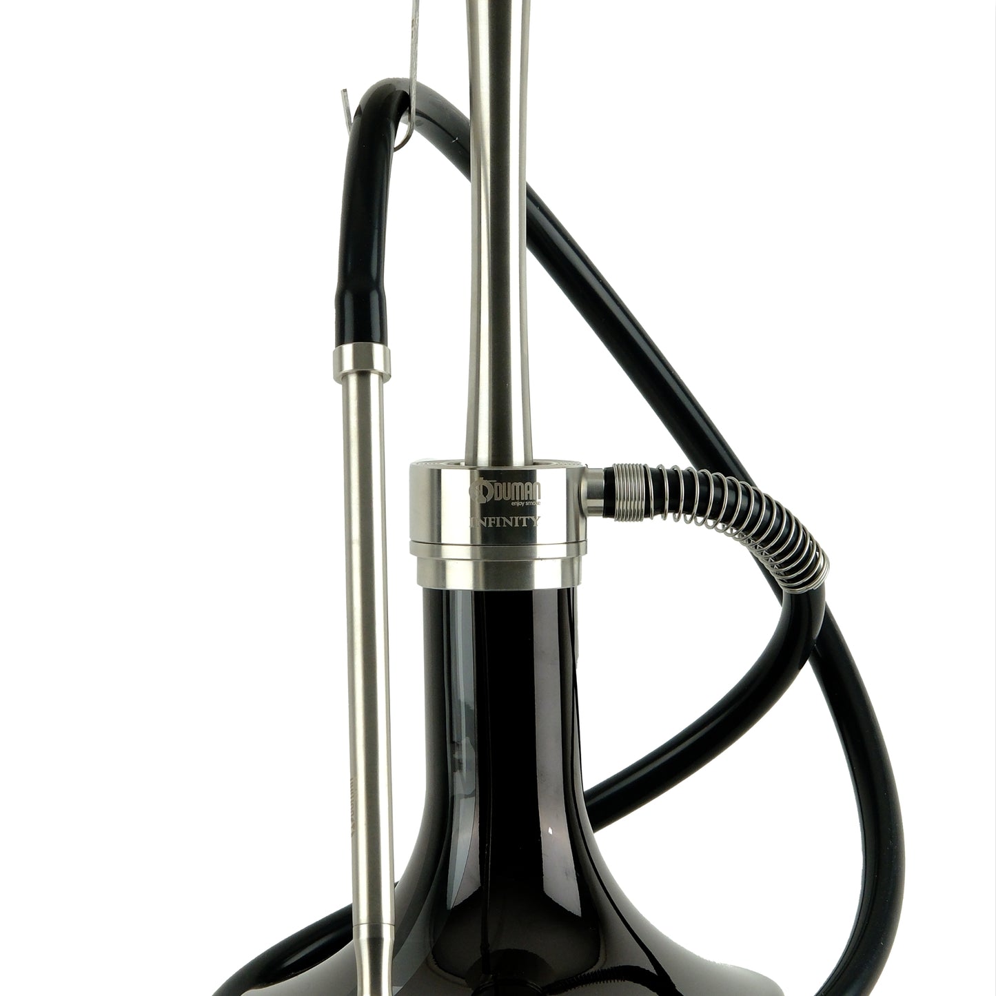 Oduman Infinity Hookah Silver Body Black Glass