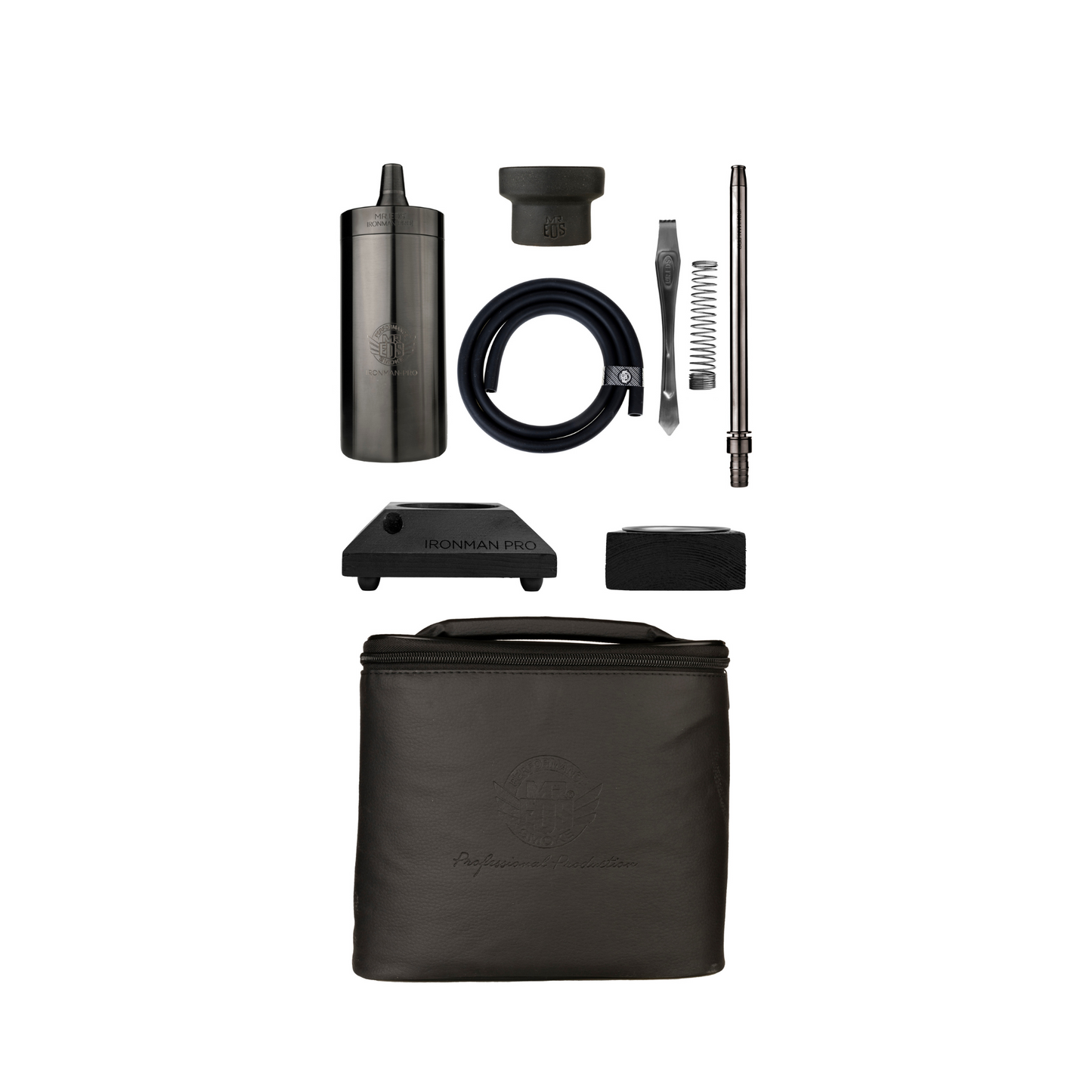 Mr.Eds E50 Iron Man Pro Black Hookah Set - Full Stainless Steel Elegance