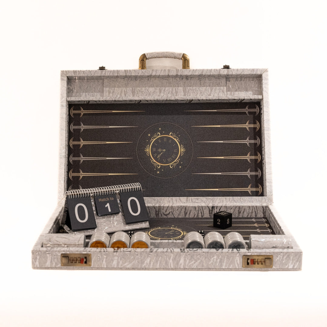 Pro Olympia Backgammon - White/grey Pattern