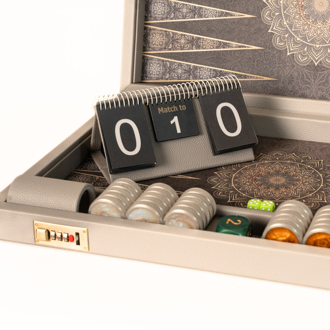 Pro Olympia Backgammon - Gray Leather