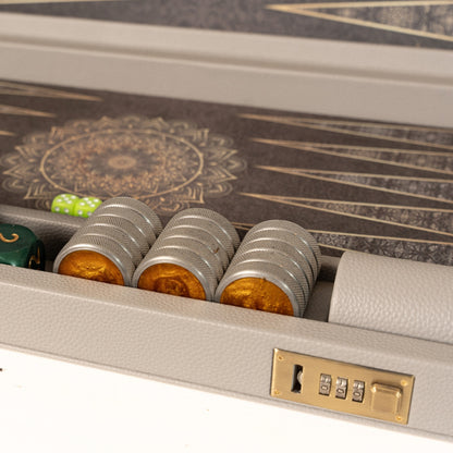 Pro Olympia Backgammon - Gray Leather