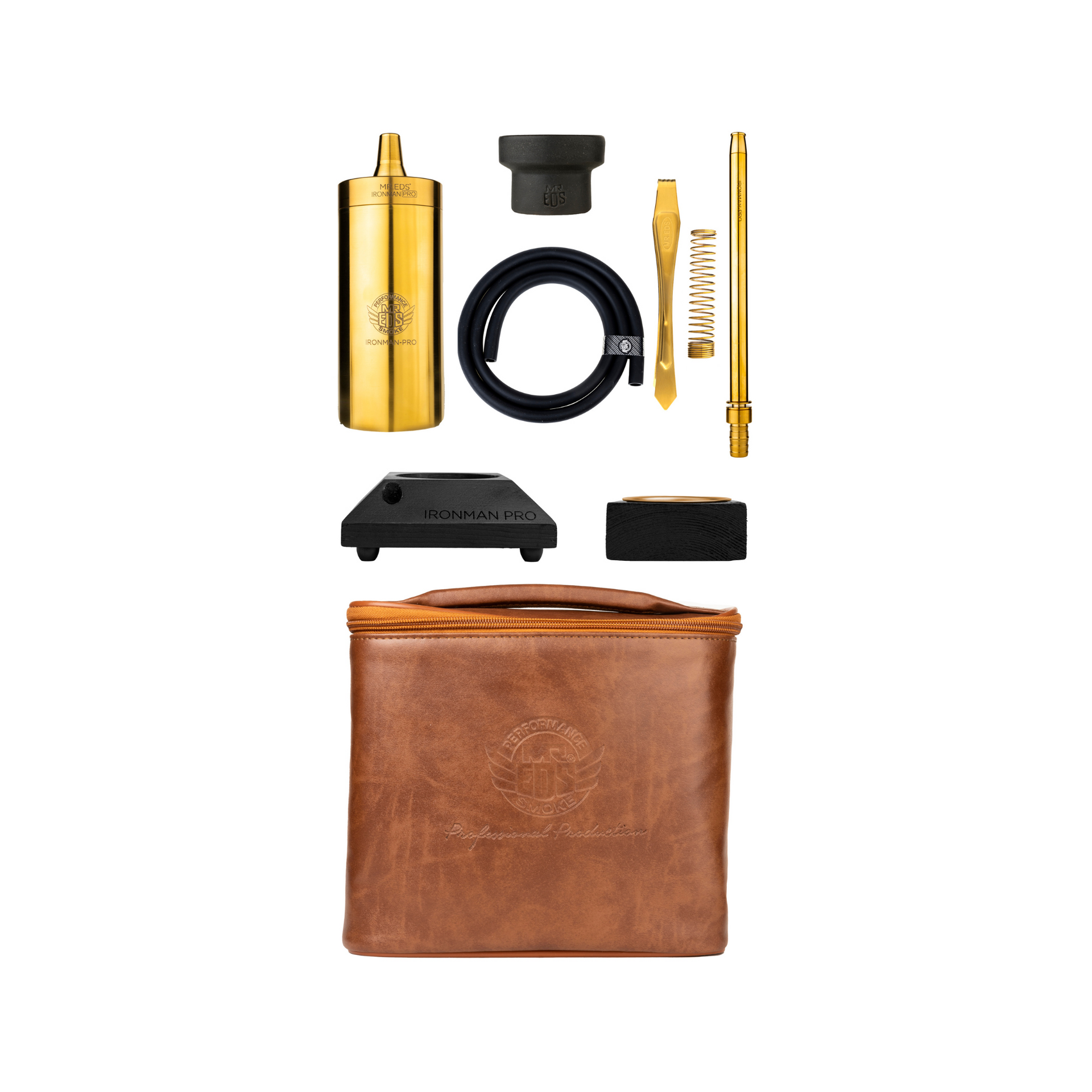 Mr.Eds E50 Iron Man Pro Titanium Gold Hookah Set Ultimate Durability Mr Shisha Inc